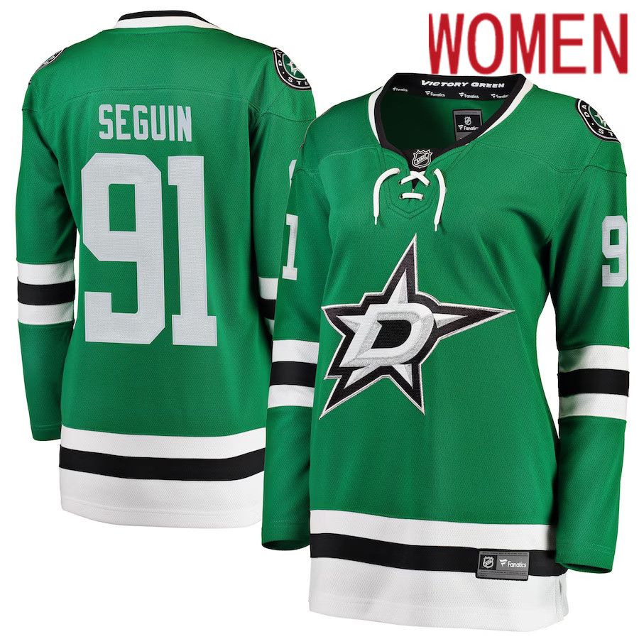Women Dallas Stars 91 Tyler Seguin Fanatics Branded Green Home Breakaway Player NHL Jersey
